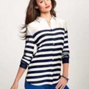 Ann Taylor Striped Crepe Button Down Blouse